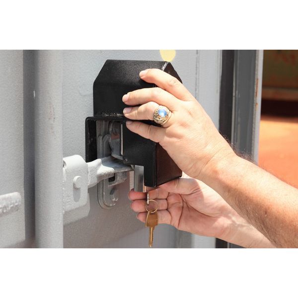 Padlock Guard, Hardened Steel, Blk, 7