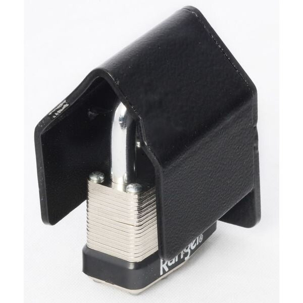 Padlock Guard, Hardened Steel, Blk, 3-5/8