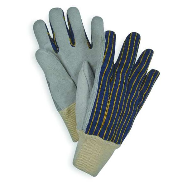 Leather Gloves, Blue/Gray, L, PR