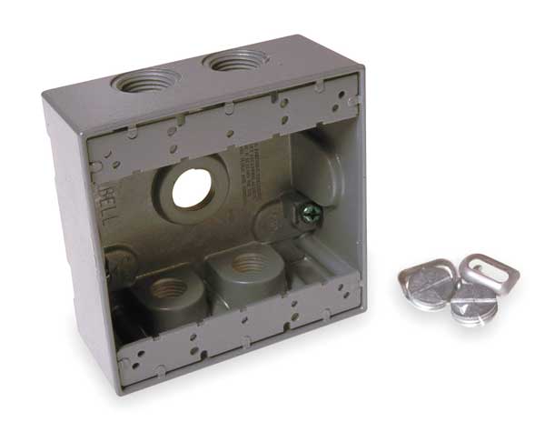 Weatherproof Box, 2Gang, 5Inlet, Alum