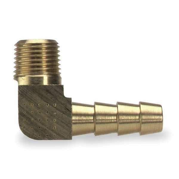 90 Degrees Elbow Crimped or Hose Clamp, 3/8 in Hose I.D, 1/4 in Thread