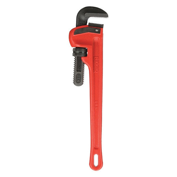 Pipe Wrench, Straight, Cast Iron, 18 in L, 2 1/2 in Jaw Capacity