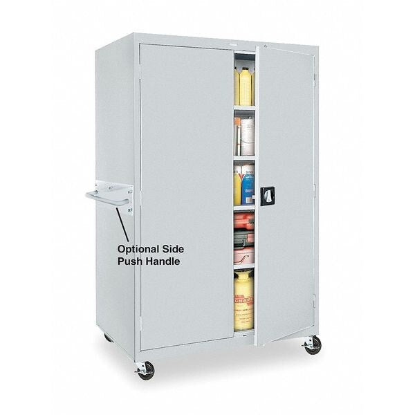 Solid Door Storage Cabinet, 36 in W, 78 in H, 24 in D, Light Gray