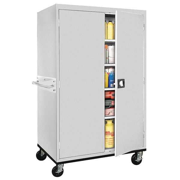 Solid Door Storage Cabinet, 46 in W, 78 in H, 24 in D, Light Gray