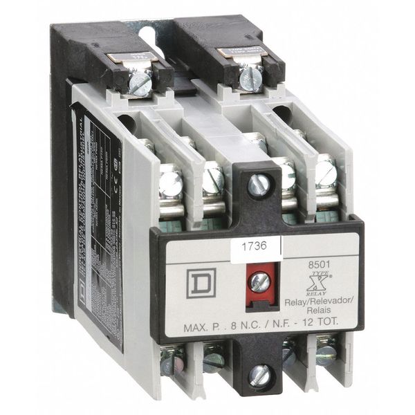 NEMA Control Relay, 8NO, 120VAC, 10A