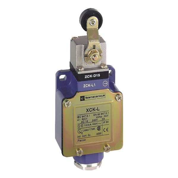 Limit Switch, Roller Lever, Rotary, 1NC/1NO, 10A @ 240V AC