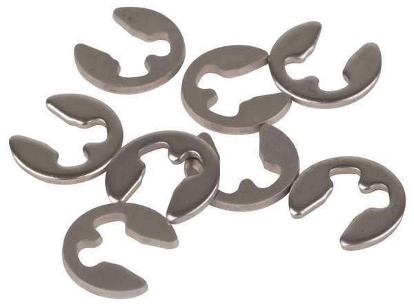 External-E E-Clip, Stainless Steel Plain Finish, 3 mm Shaft Dia, 10 PK
