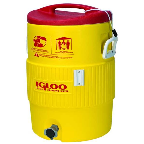 Beverage Dispenser, 5 gal Cooler Capacity, 20 11/32 in Exterior Ht, 13 in, Yellow