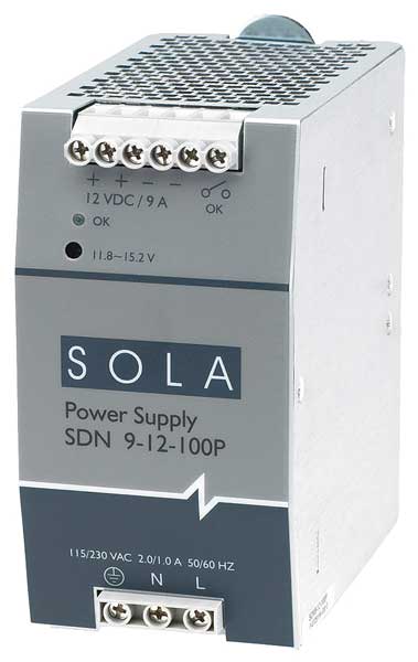 DC Power Supply, 12VDC, 9A, 60Hz