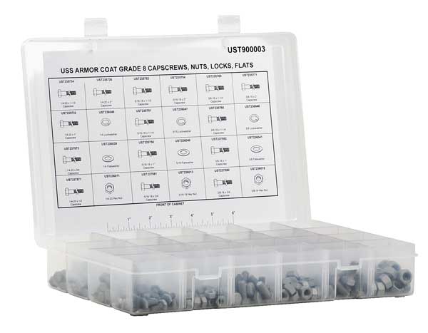 Hex Head Cap Screw Assortment, Steel, Advanced Corrosion Resistance Finish