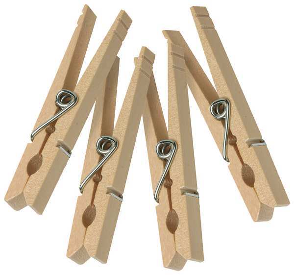 Clothespins, Wooden, 1/2 in H x 13/32 in W X 3 19/64 in L, Holds Up to 10 lbs per Pin, 50 Pack