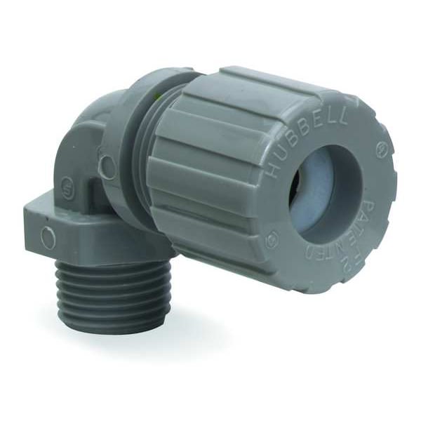 Liquid Tight Connector, 1/2in, 90 deg, Gray