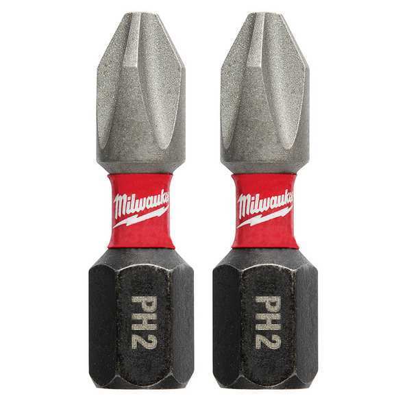 SHOCKWAVE 1 in Phillips #2 Impact Duty Power Bit, 2-Piece Pack