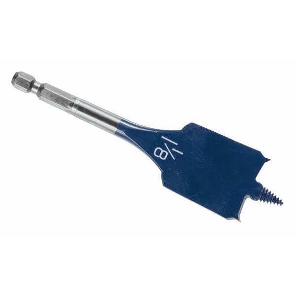 Stubby Spade Bit, 1 1/8 In, 1/2 Hex, 4 In L