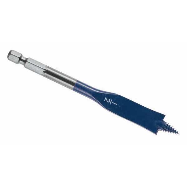 Stubby Spade Bit, 1/2 In, 1/2 Hex, 4 In L