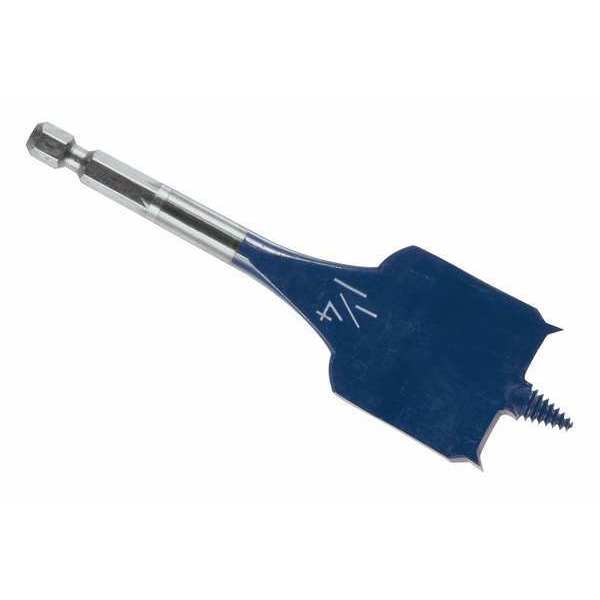 Stubby Spade Bit, 1-1/4 In, 1/4 Hex, 4 In L