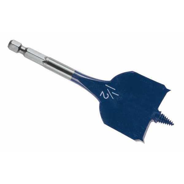 Stubby Spade Bit, 1 1/2 In, 1/2 Hex, 4 In L