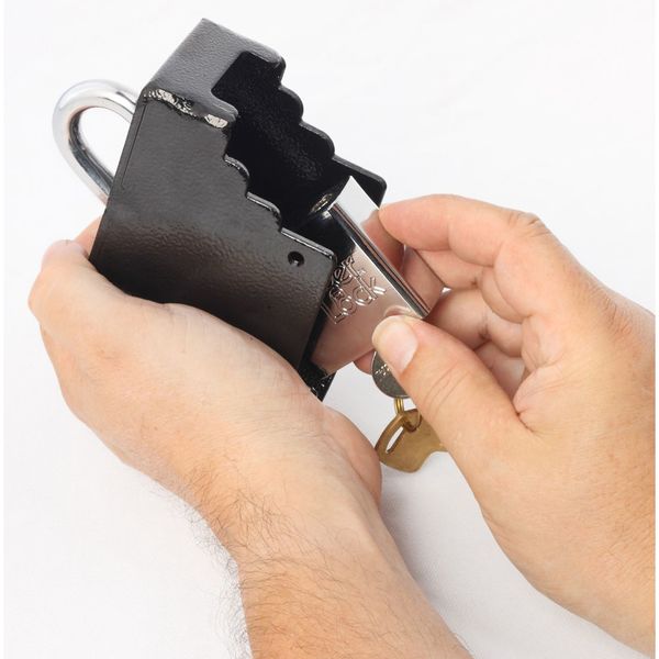 Padlock Guard, Hardened Steel, Blk, 5-1/4