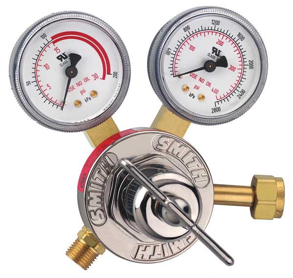 Gas Regulator, Single Stage, CGA-200, 15 psi, Use With: Acetylene