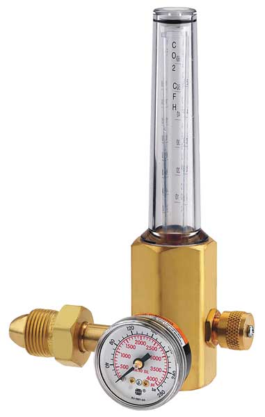 Flowmeter Regulator, Single Stage, CGA-580, 50 psi, Use With: Argon, Carbon Dioxide, Helium