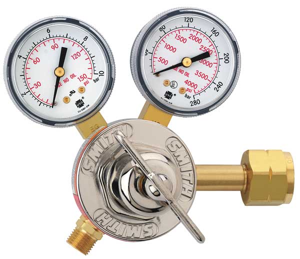 Gas Regulator, Single Stage, CGA-350, 100 psi, Use With: Hydrogen, Methane