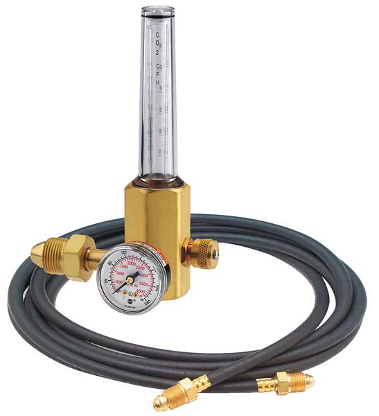 Flowmeter Regulator, Single Stage, CGA-580, 50 psi, Use With: Argon, Carbon Dioxide, Helium