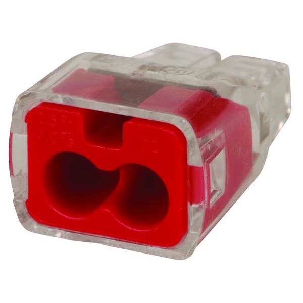 Push-In Connector, 2-Port, Red, PK300