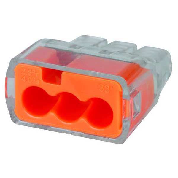 Push In Connector, 3 Port, Orange, PK5000
