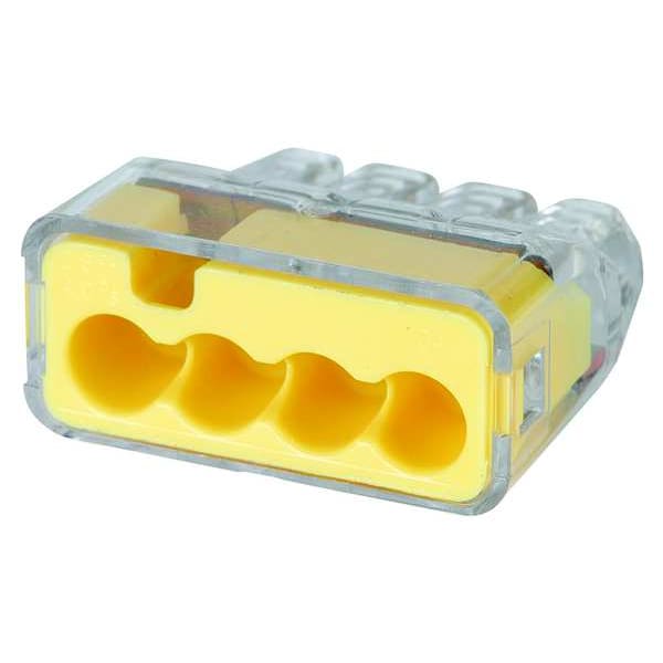Push In Connector, 4 Port, Yellow, PK5000
