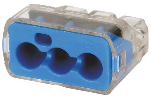 Push-In Connector, 3-Port, Blue, PK150