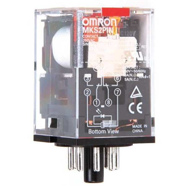 General Purpose Relay, 120V AC Coil Volts, Octal, 8 Pin, DPDT
