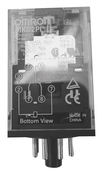 General Purpose Relay, 12V DC Coil Volts, Octal, 8 Pin, DPDT
