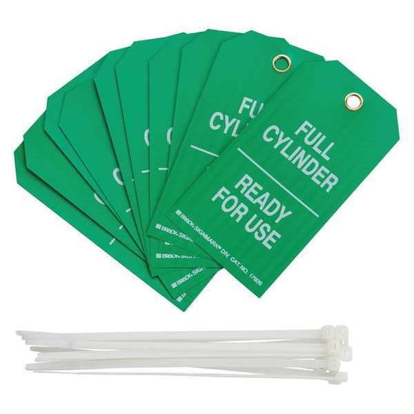 Cyl Stat Tag, 5-3/4 x 3 In, Wht/Grn, PK10