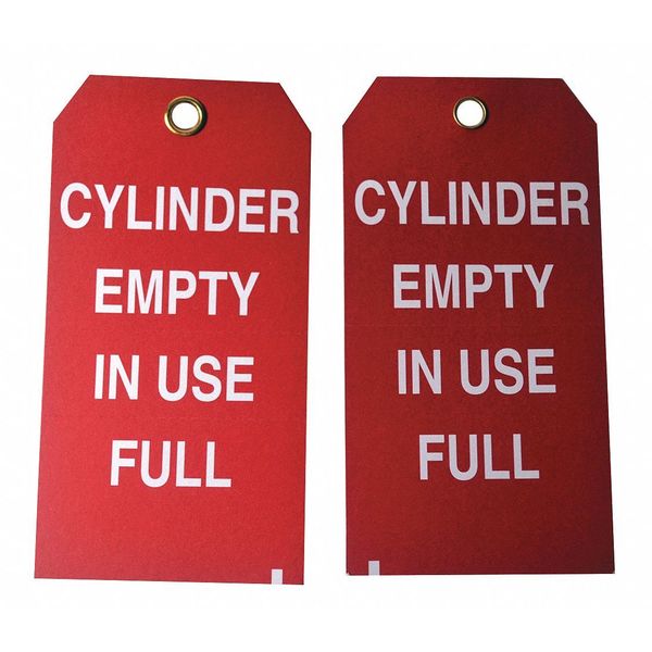 Cyl Stat Tag, 5-3/4 x 3 In, Wht/R, PK100