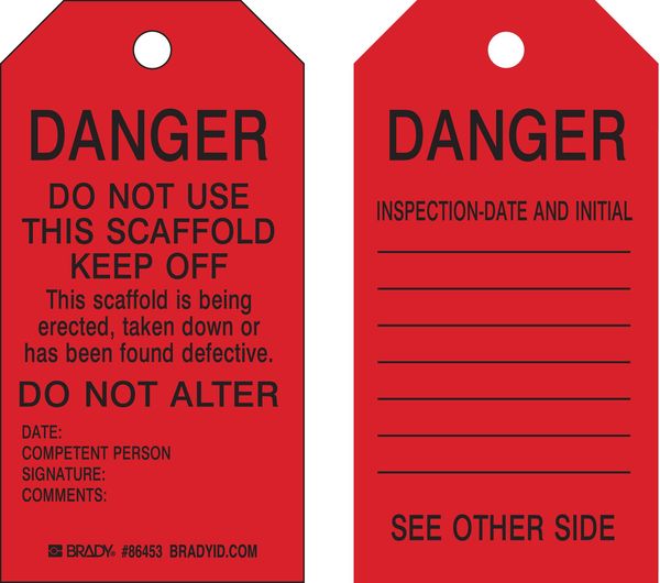 Danger Tag, 5-3/4 x 3 In, Bk/R, Met, PK10