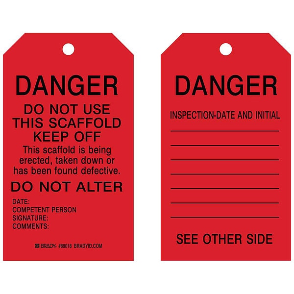 Tag, 7 in H, 4 in W, Polyester, PK10