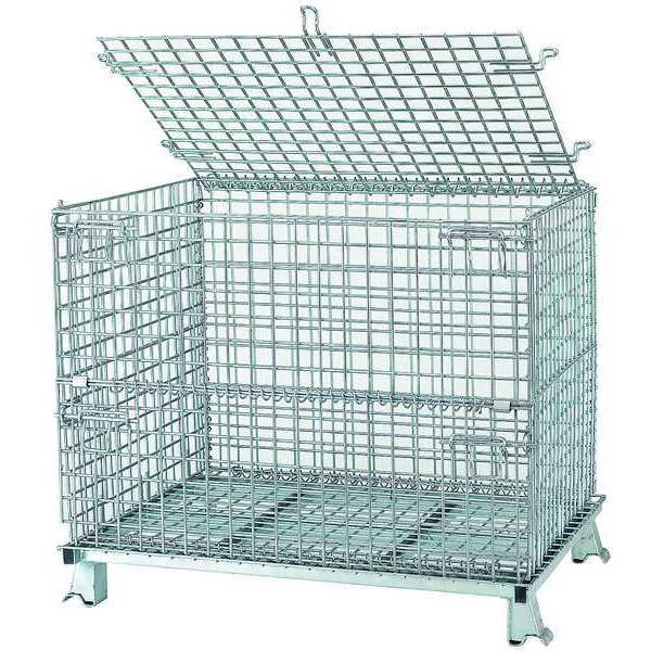Silver Collapsible Bulk Container, Steel, 17.2 cu ft Volume Capacity