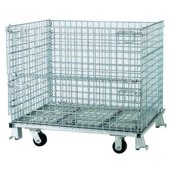 Silver Collapsible Bulk Container, Steel, 18.4 cu ft Volume Capacity