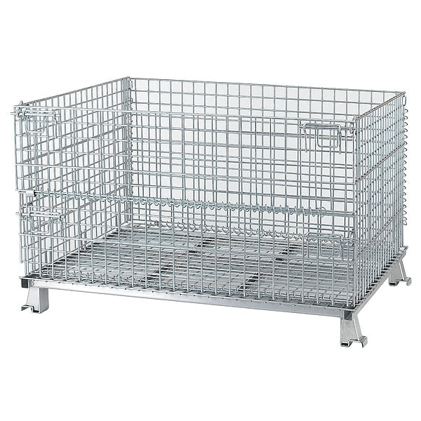 Silver Collapsible Bulk Container, Steel, 24.3 cu ft Volume Capacity