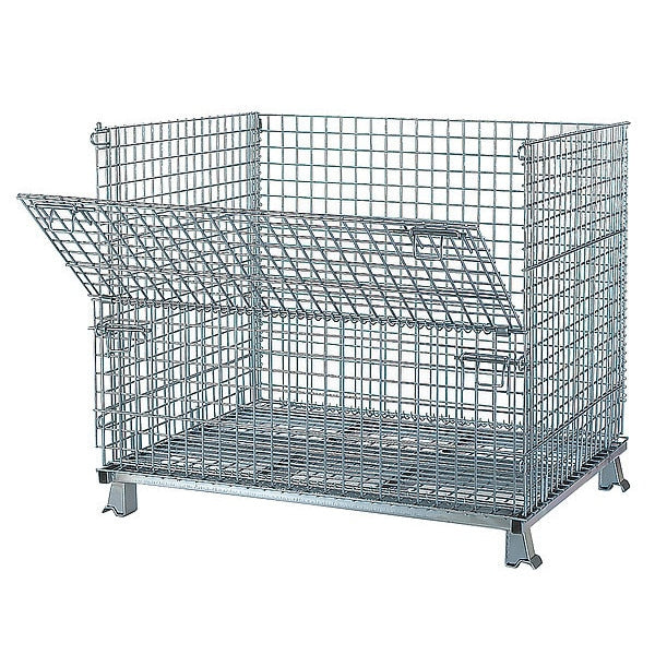 Silver Collapsible Bulk Container, Steel, 36.4 cu ft Volume Capacity