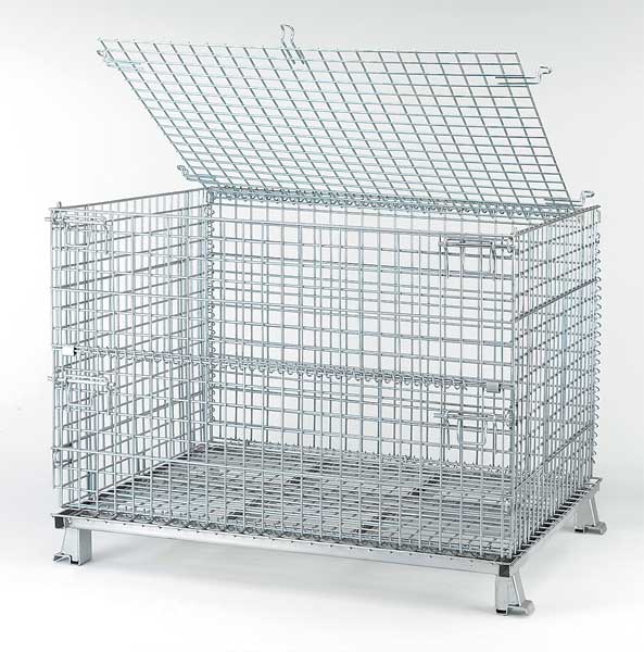 Silver Collapsible Bulk Container, Steel, 28.3 cu ft Volume Capacity
