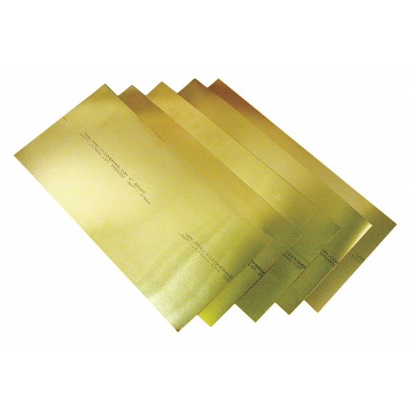 Shim Stock, Sheet, Brass, 0.0080 In, 6