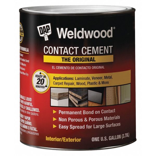Contact Cement, Weldwood, 1 gal, Can, Tan