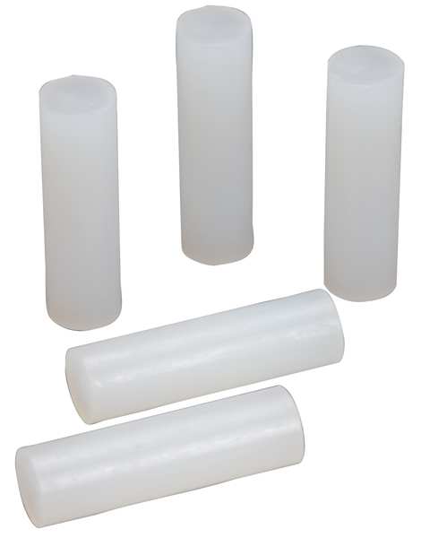 Hot Melt Adhesive, Clear, 5/8 in Diameter, 2 in Length, 50 sec Begins to Harden