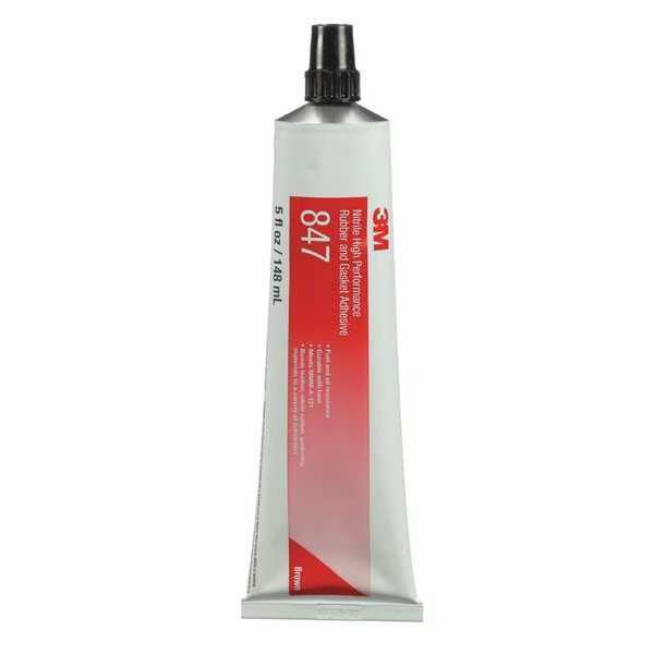 Rubber and Gasket Adhesive, 847, 5 fl oz, Tube, Brown