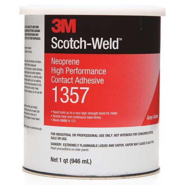 Contact Cement, 1357, 1 pt, Can, Gray-Green