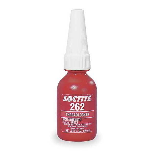 Threadlocker, LOCTITE 262, Red, High Strength, Liquid, 10 mL Bottle