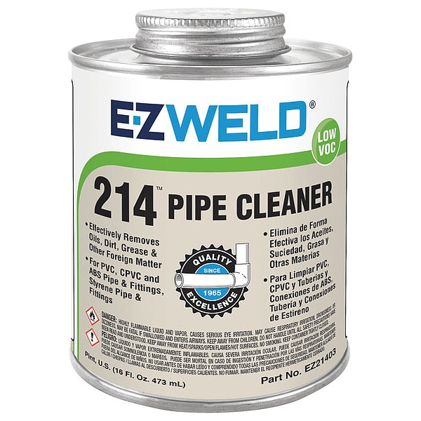 Cleaner, 16 Oz, Clear, PVC, CPVC, ABS