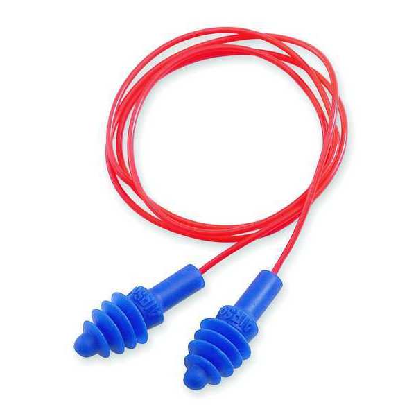 AirSoft Reusable Corded Ear Plugs, Flanged Shape, NRR 27 dB, M, Blue, 100 Pairs