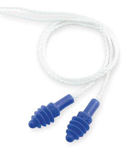 AirSoft Disposable Corded Ear Plugs, Flanged Shape, NRR 27 dB, Blue, 100 Pairs